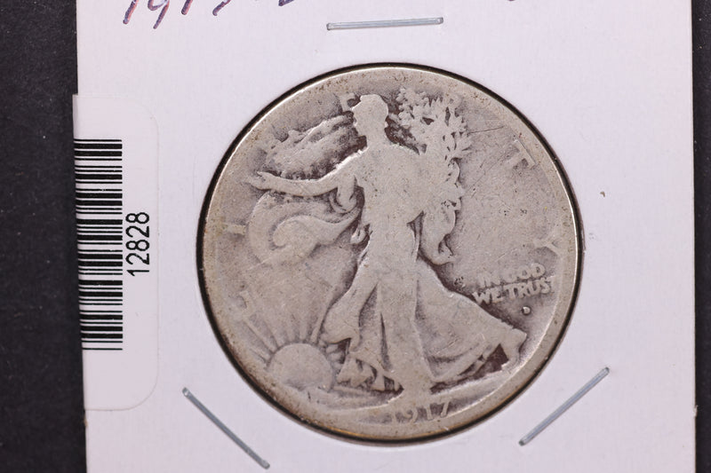 1917-D Walking Liberty Half Dollar, Rev.  Circulated Condition. Store