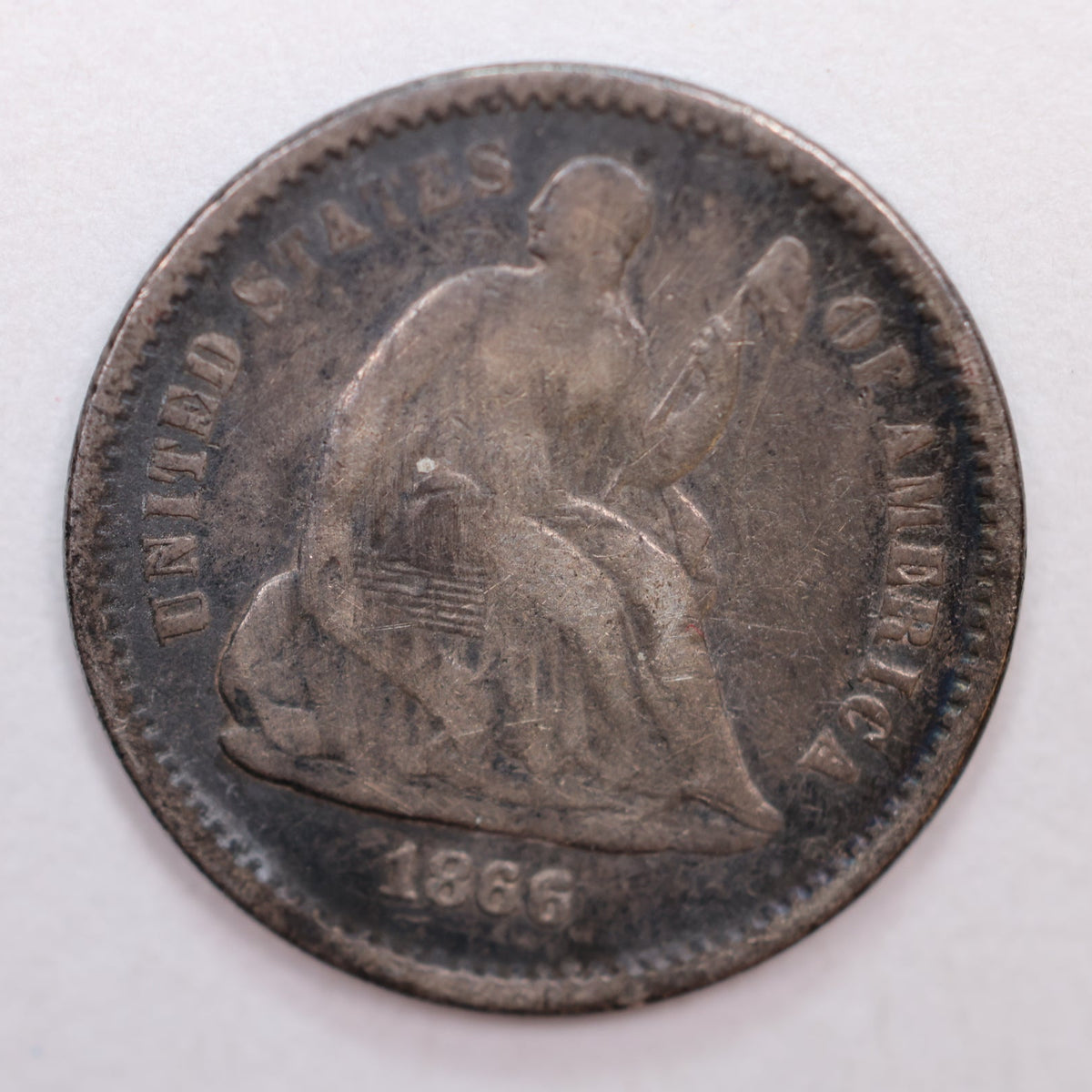 1866-S Seated Liberty Silver Half Dime, Very Fine Circulated Coin, Store #HE057.