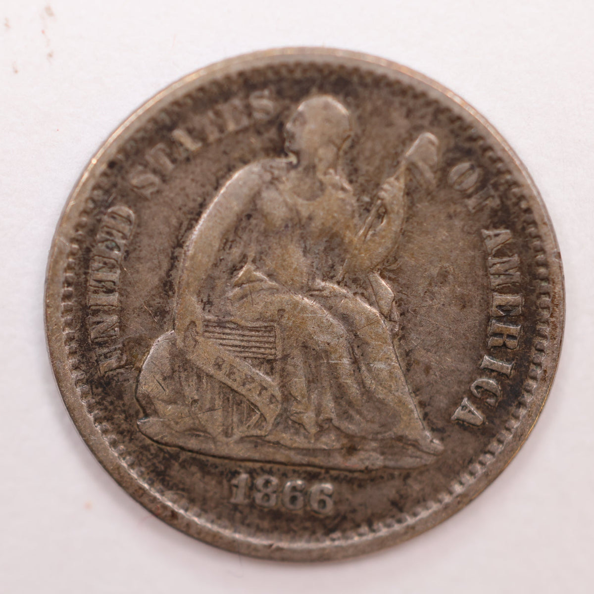 1866-S Seated Liberty Silver Half Dime, Very Fine Circulated Coin, Store #HE058.