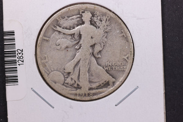 1918-D Walking Liberty Half Dollar. Circulated Condition. Store #12832