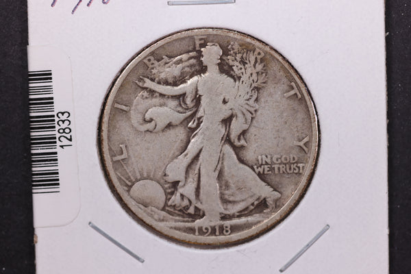 1918-D Walking Liberty Half Dollar. Circulated Condition. Store #12833
