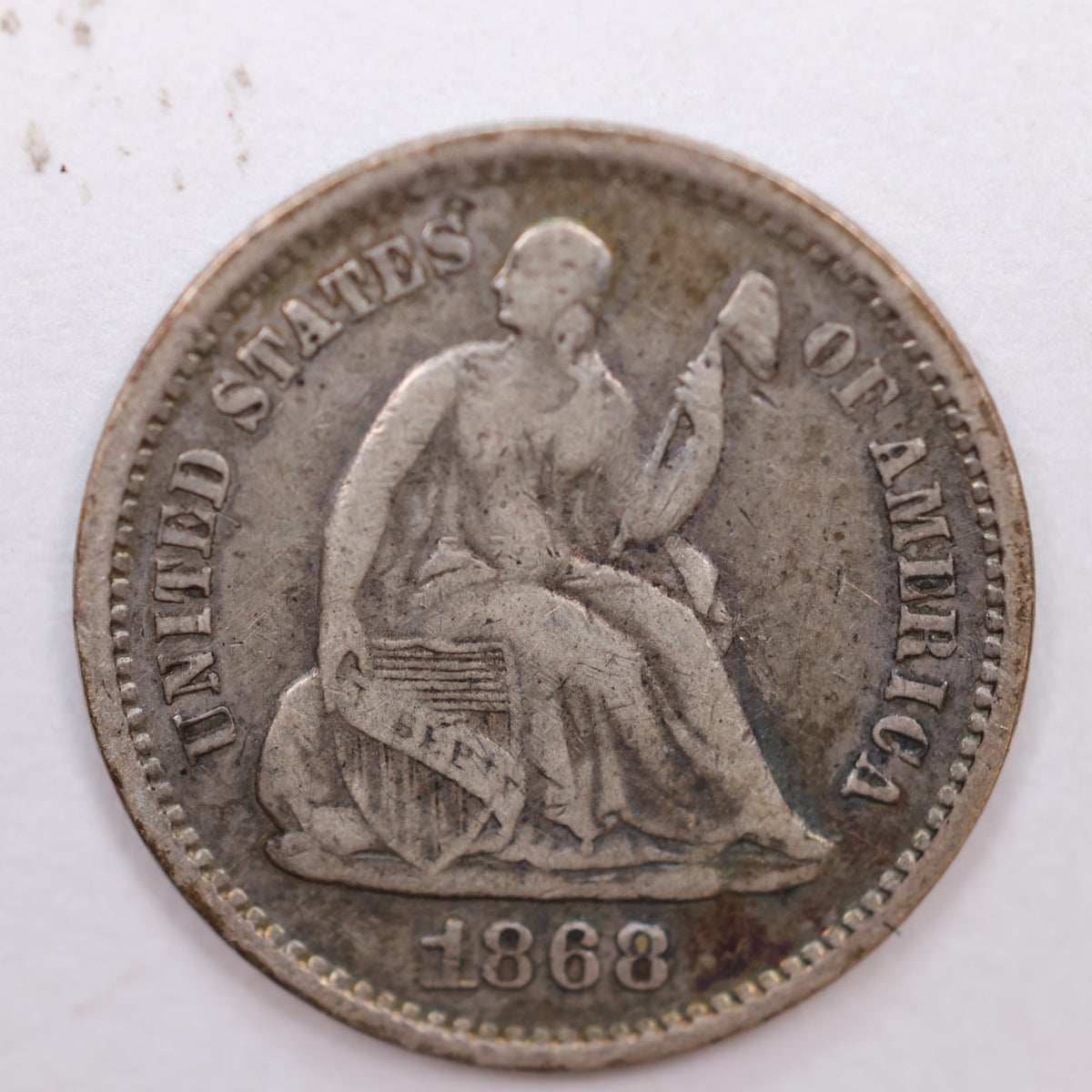 1868-S Seated Liberty Silver Half Dime, Very Fine Circulated Coin, Store #HE061.