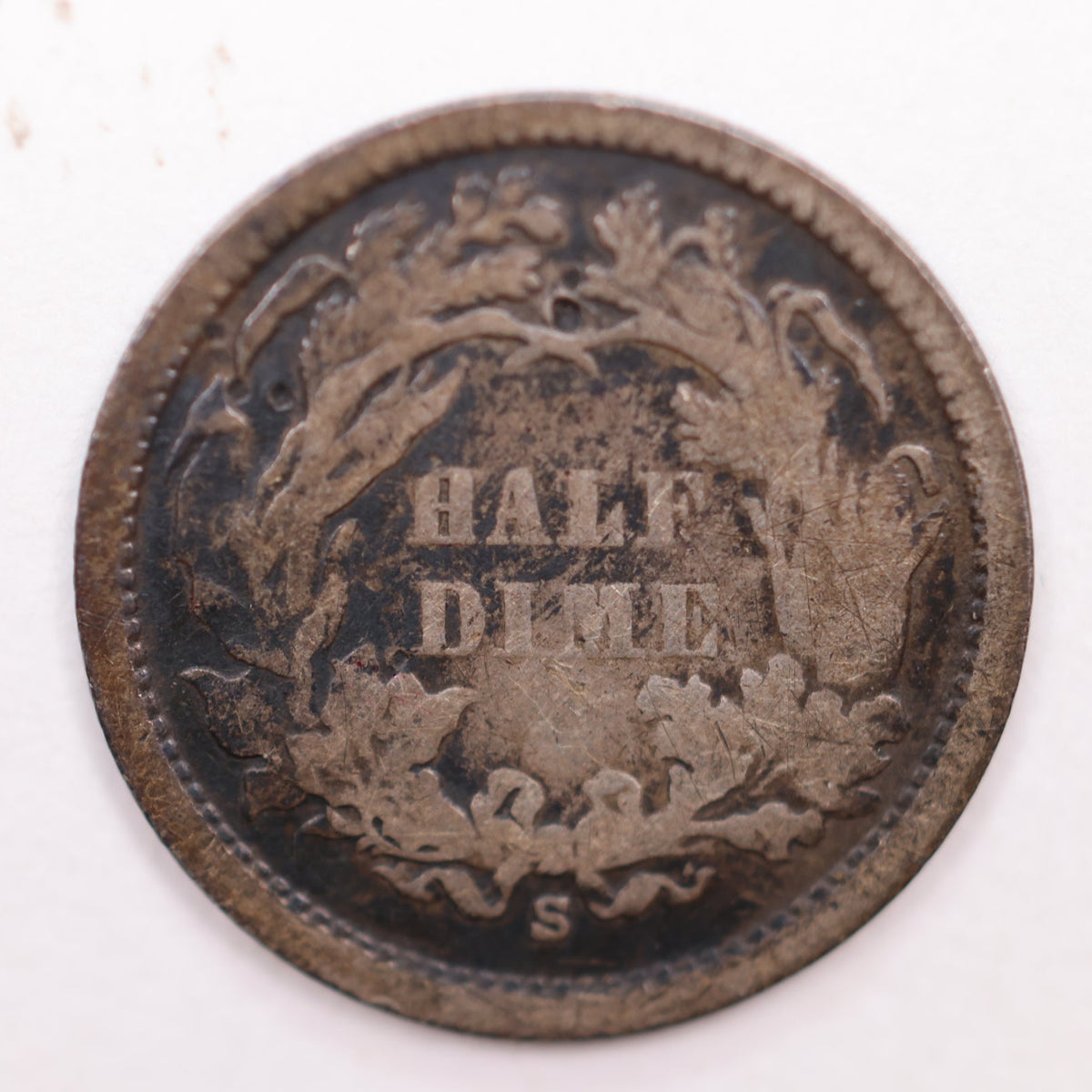 1868-S Seated Liberty Silver Half Dime, Very Good Circulated Coin, Store #HE062.
