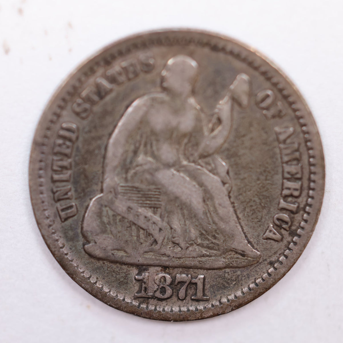 1871 Seated Liberty Silver Half Dime, Extra Fine Circulated Coin, Store #HE066.