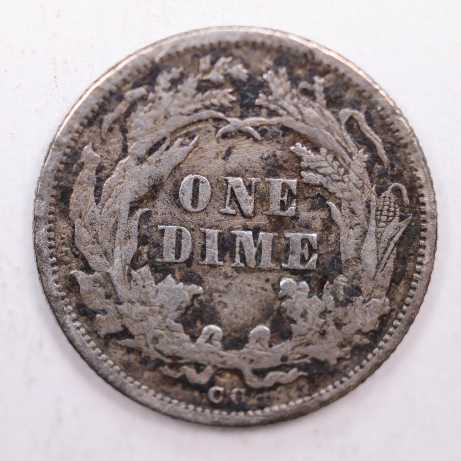 1875-CC Seated Liberty Silver Dime, Extra Fine Circulated Coin, Store #DE014.