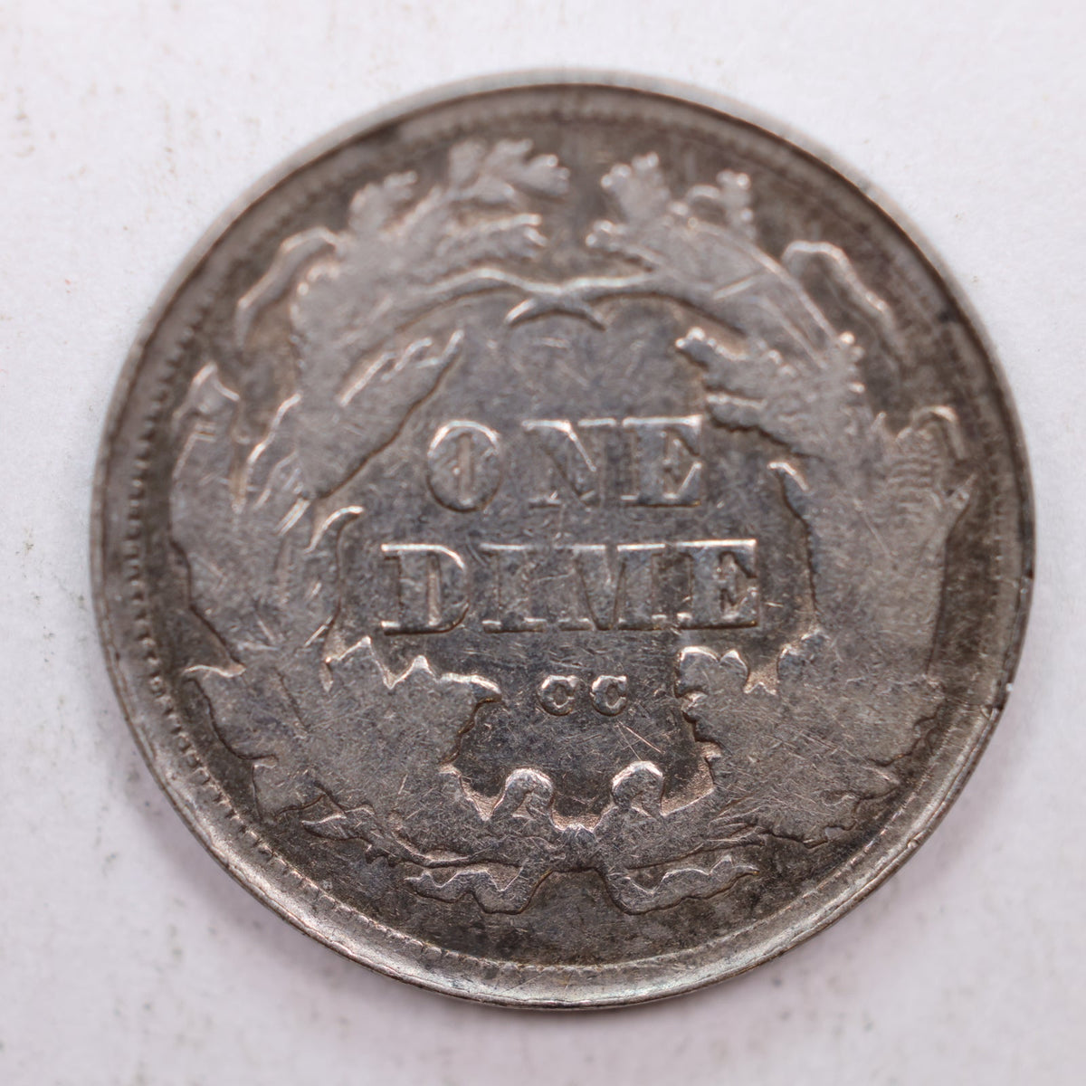 1875-CC Seated Liberty Silver Dime, Very Fine Details Coin, Store #DE015.