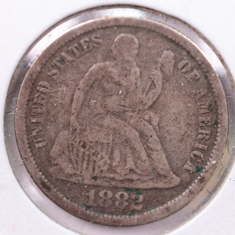 1882 Seated Liberty Silver Dime., V.F., Store Sale