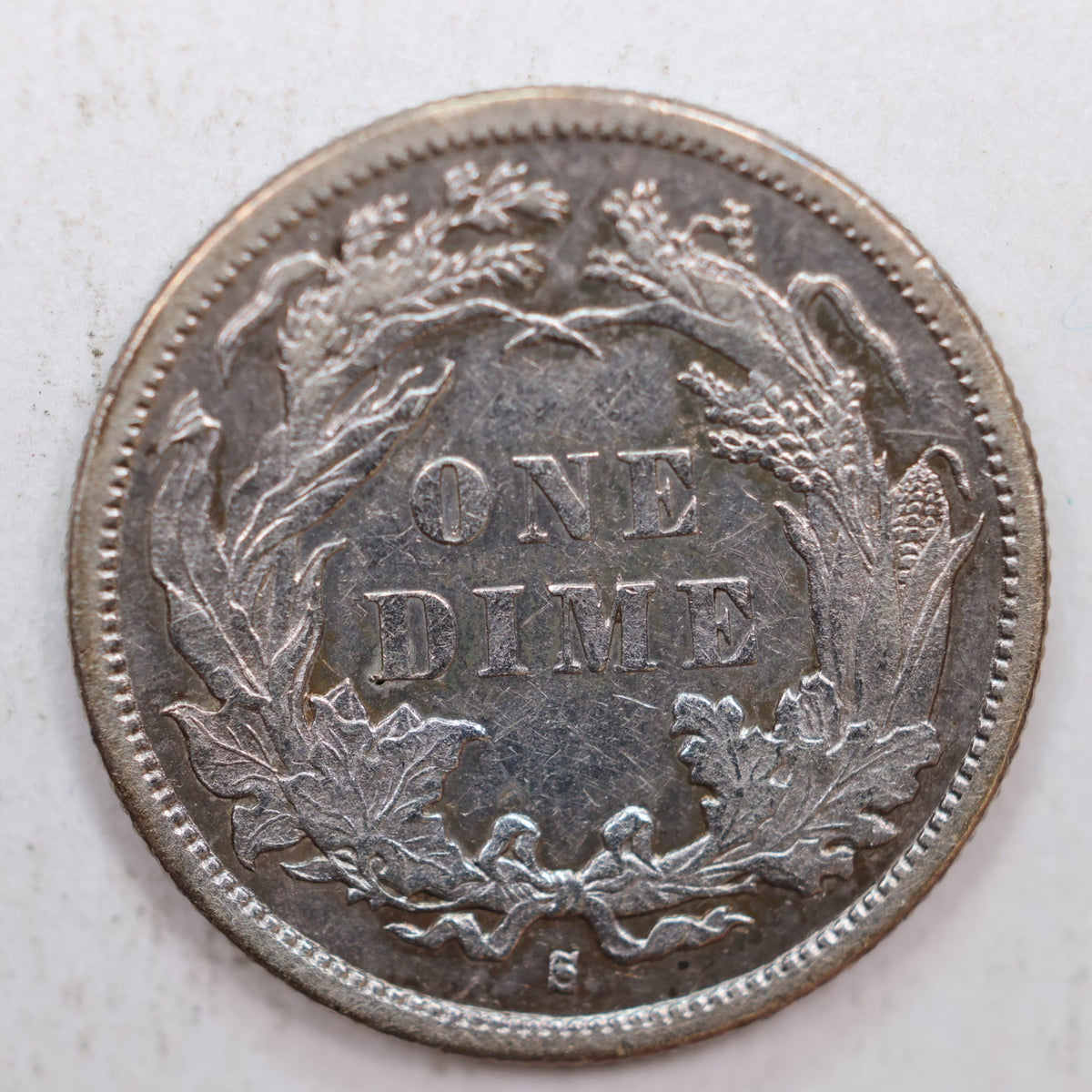 1884-S Seated Liberty Silver Dime, About Uncirculated Detailed Coin, Store #DE019.