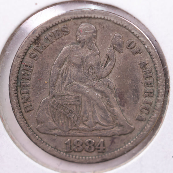 1884 Seated Liberty Silver Dime., V.F +., Store Sale #19144