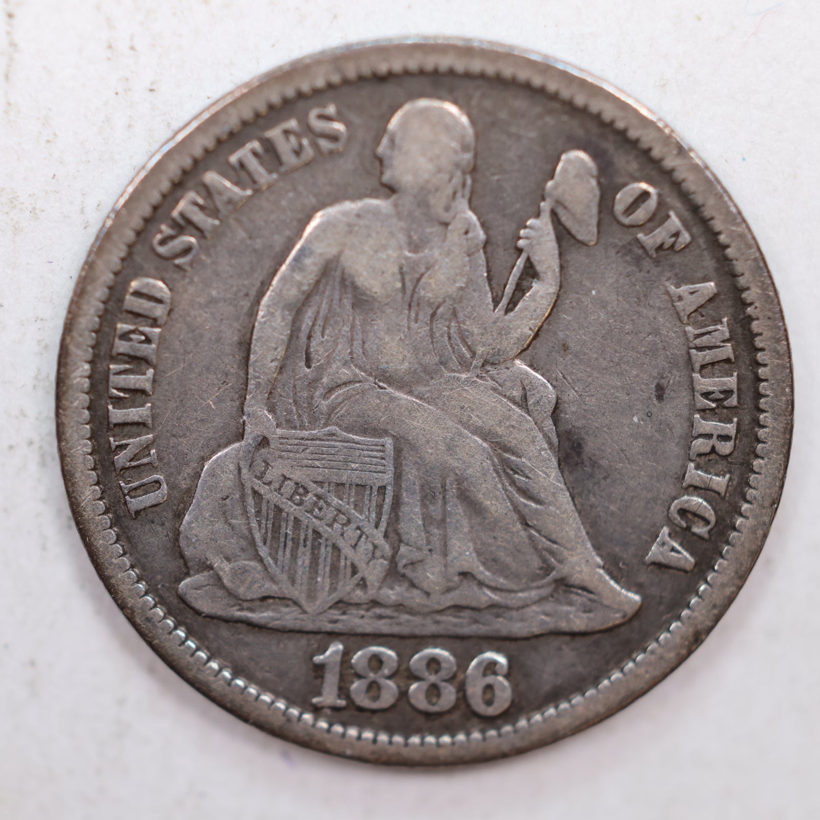 1884-S Seated Liberty Silver Dime, Very Fine Circulated Coin, Store #DE021.