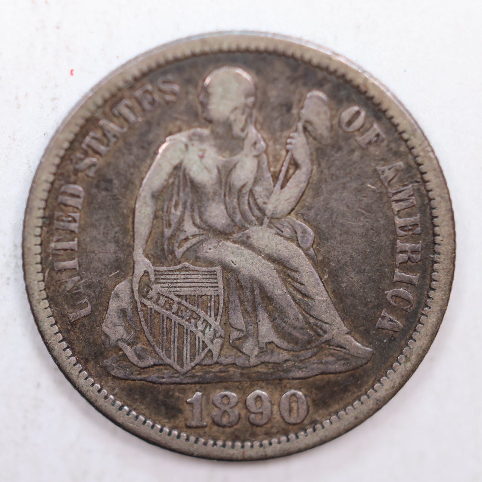 1890-S Seated Liberty Silver Dime, Very Fine Circulated Coin, Store #DE022.