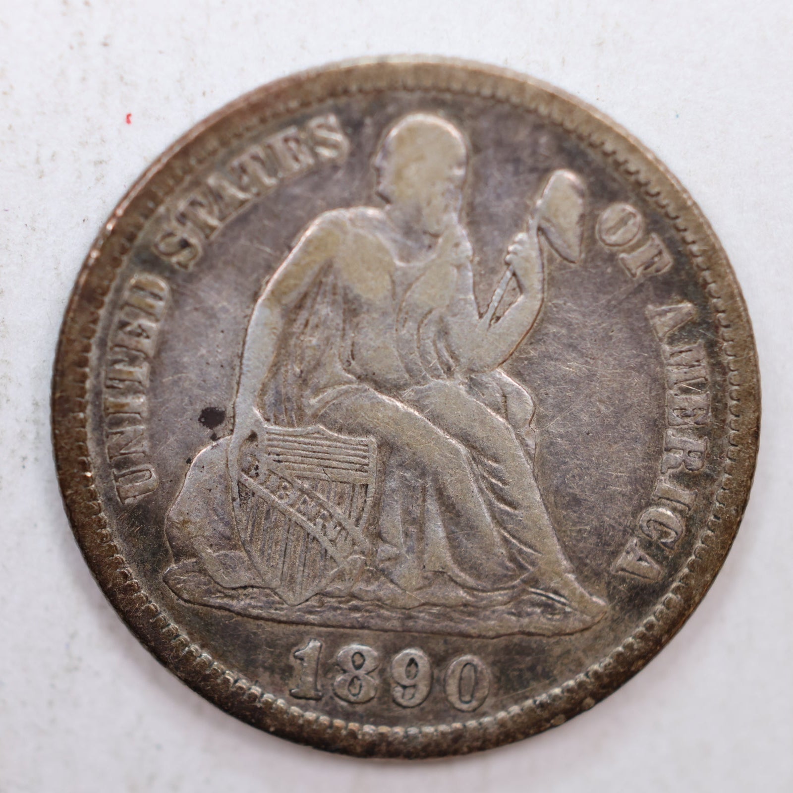 1890-S Seated Liberty Silver Dime, Very Fine Circulated Coin, Store #DE023.