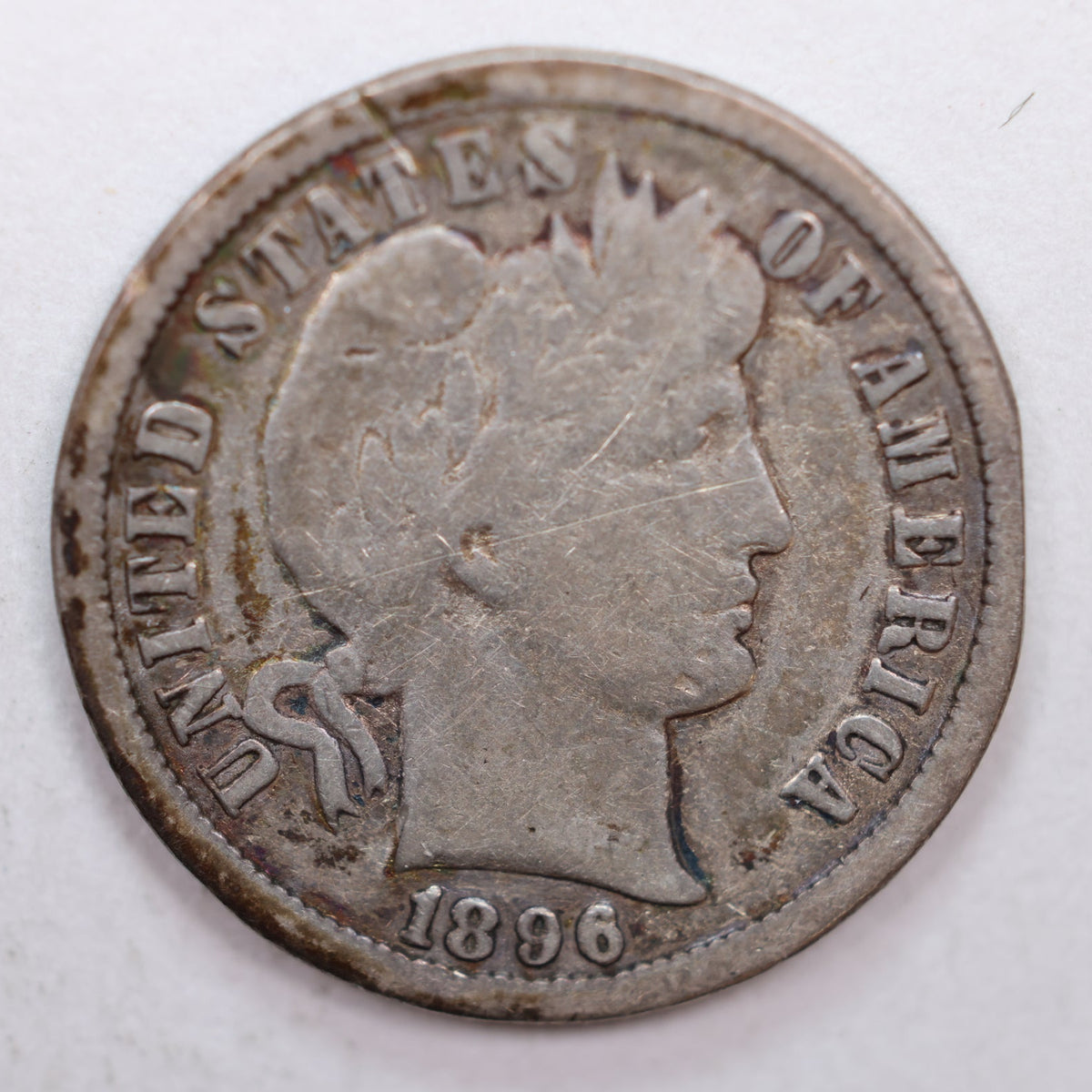 1896-O Barber Silver Dime, Very Good Circulated Coin, Store Sale #DE026.