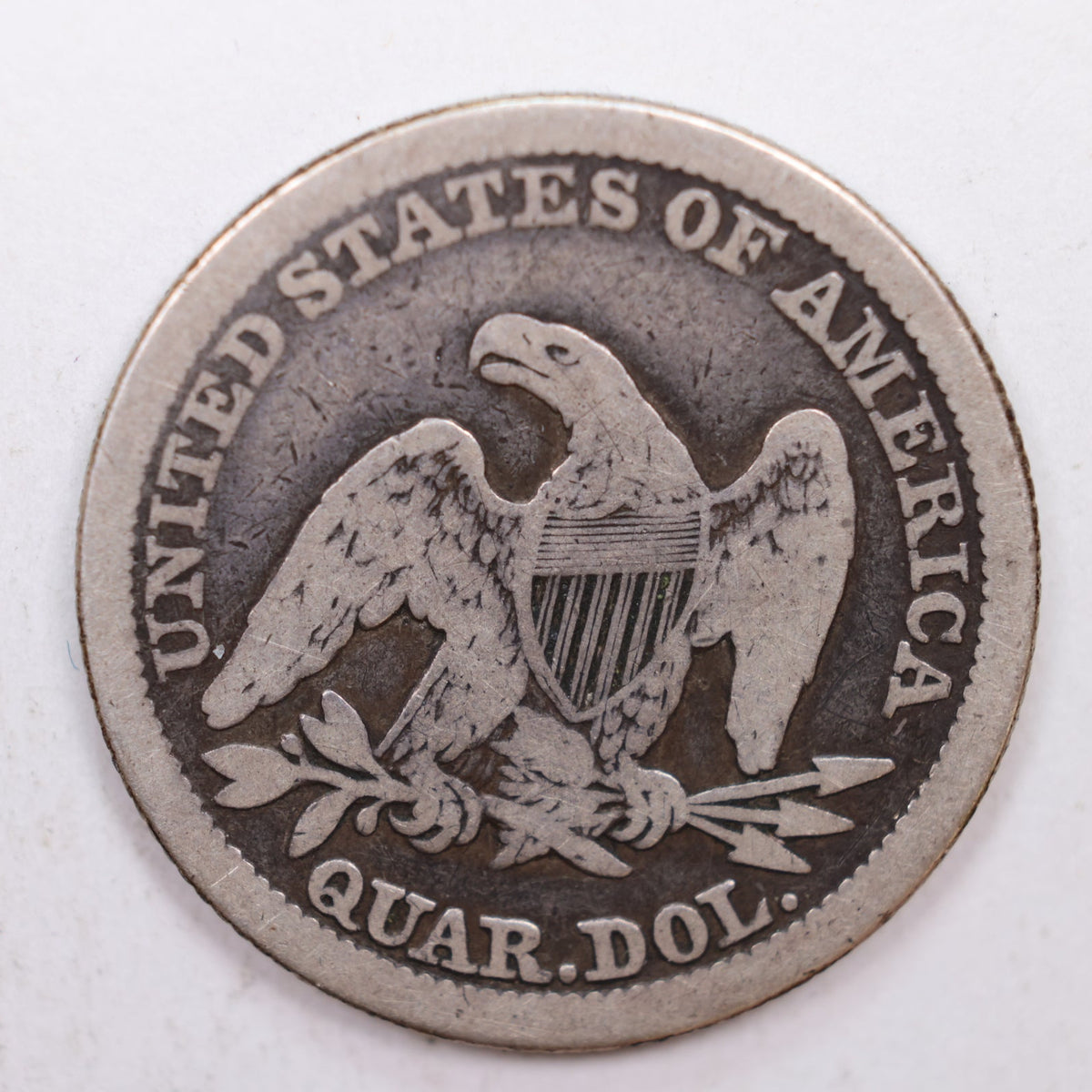 1845 Seated Liberty Quarter, Very Good Circulated Coin, Store #QR007.