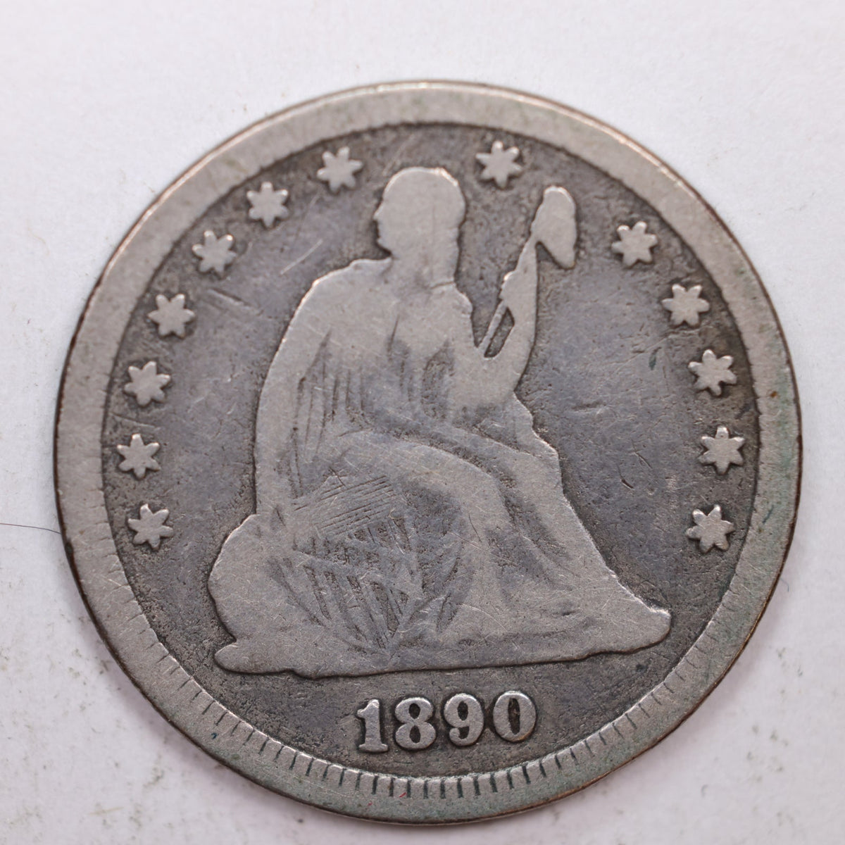 1890 Seated Liberty Quarter, Fine Circulated Coin, Store #QR018.