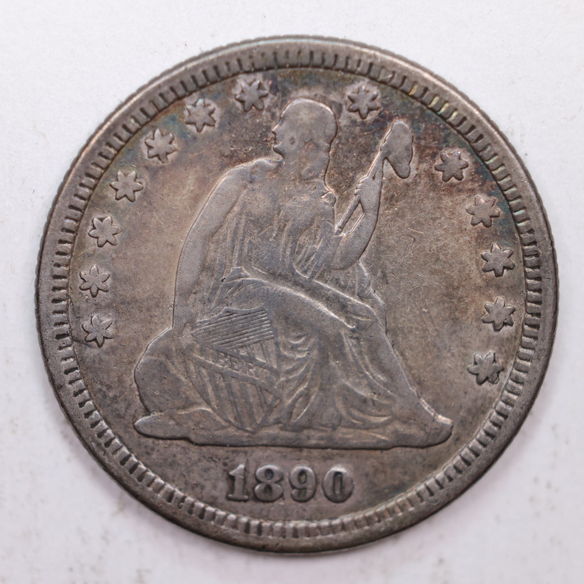 1890 Seated Liberty Quarter, Extra Fine Circulated Coin, Store #QR020.