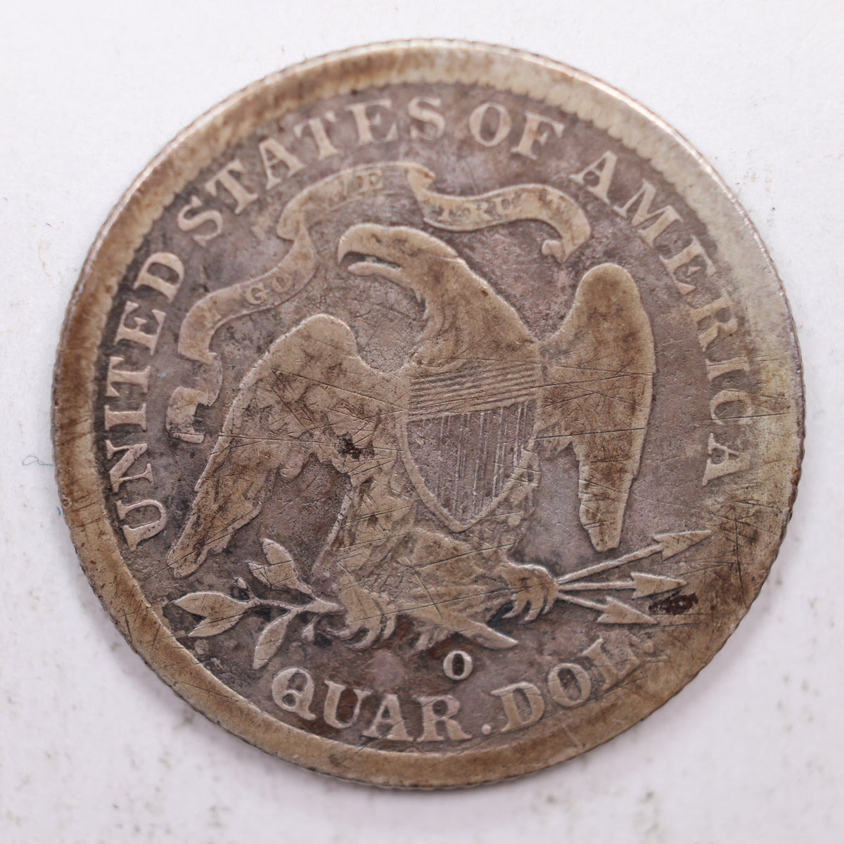 1891-O Seated Liberty Quarter, Fine Detailed, Scratched Coin, Store #QR022.