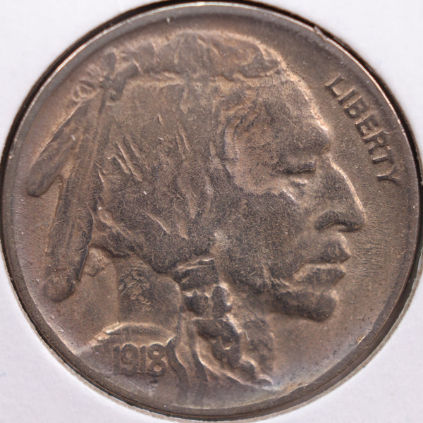 1918-D Buffalo Nickel, Very Fine+ Circulated Coin, Store #NL403