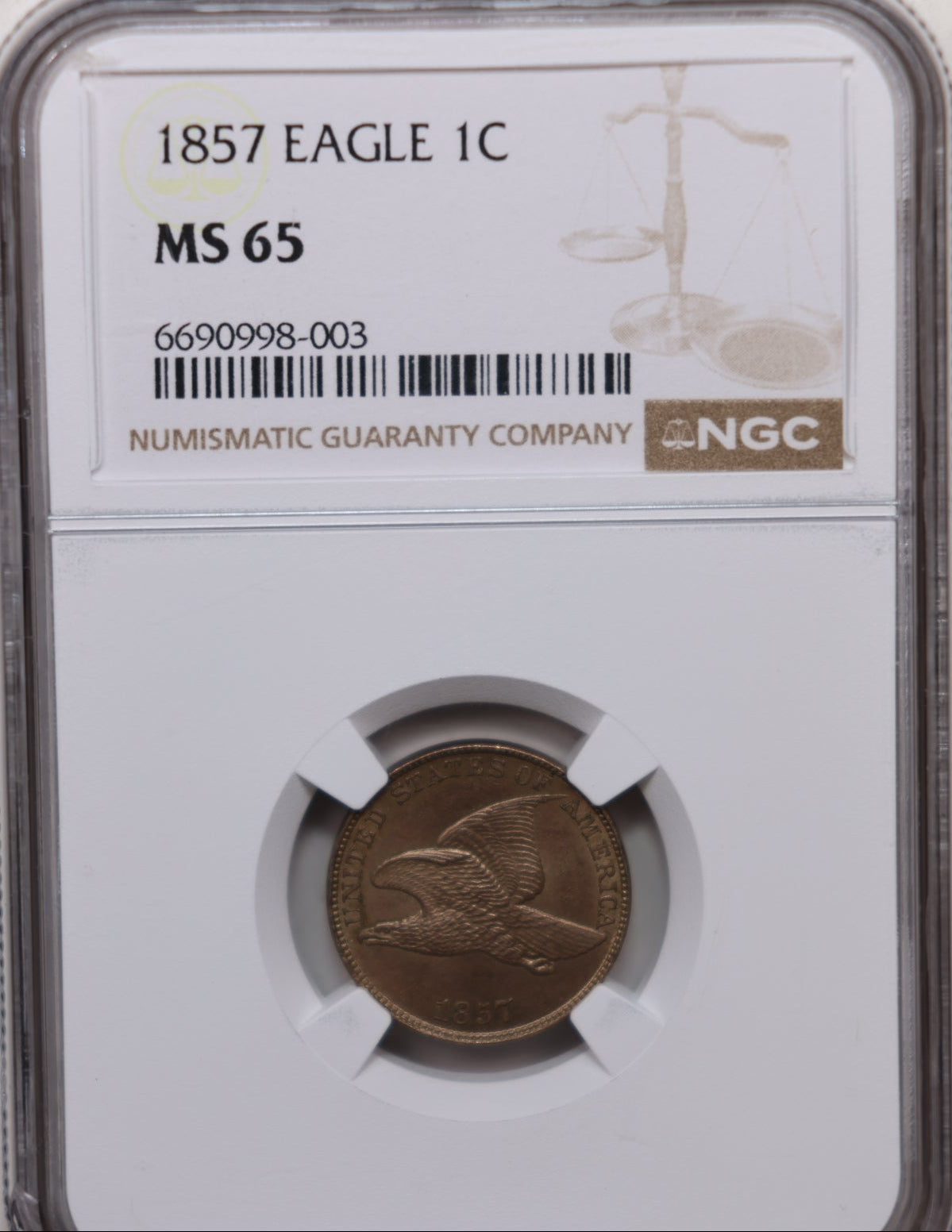 1857 Flying Eagle Small Cent, NGC MS-65, Uncirculated Coin, Store #CT1672.