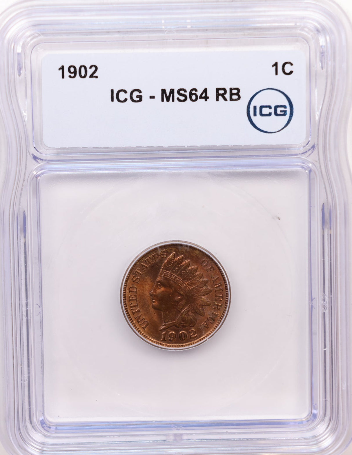 1902 Indian Head Small Cents, ICG MS-64, Red/Brown, Uncirculated, Store #CT1673.
