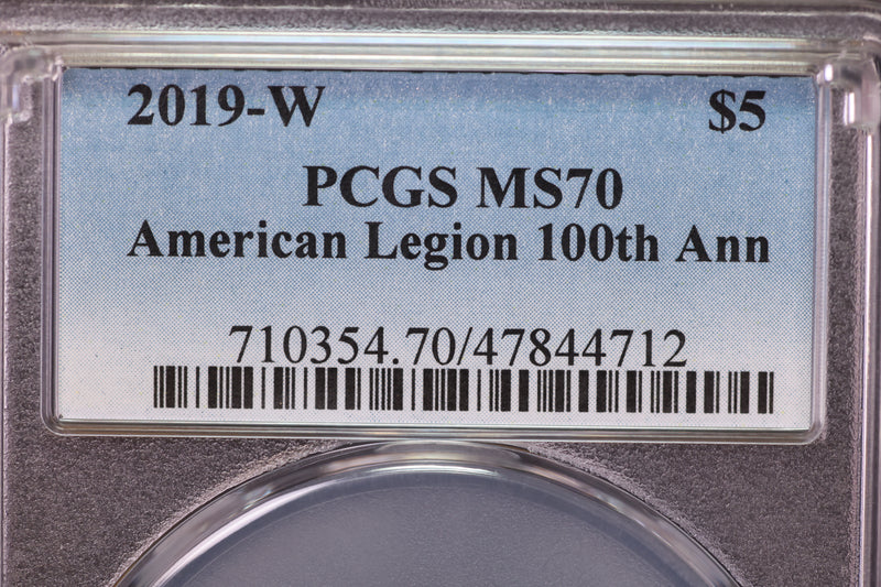 2019-W $5 Gold, American Legion 100th Anniversary Commemorative,  PCGS MS-70, Store