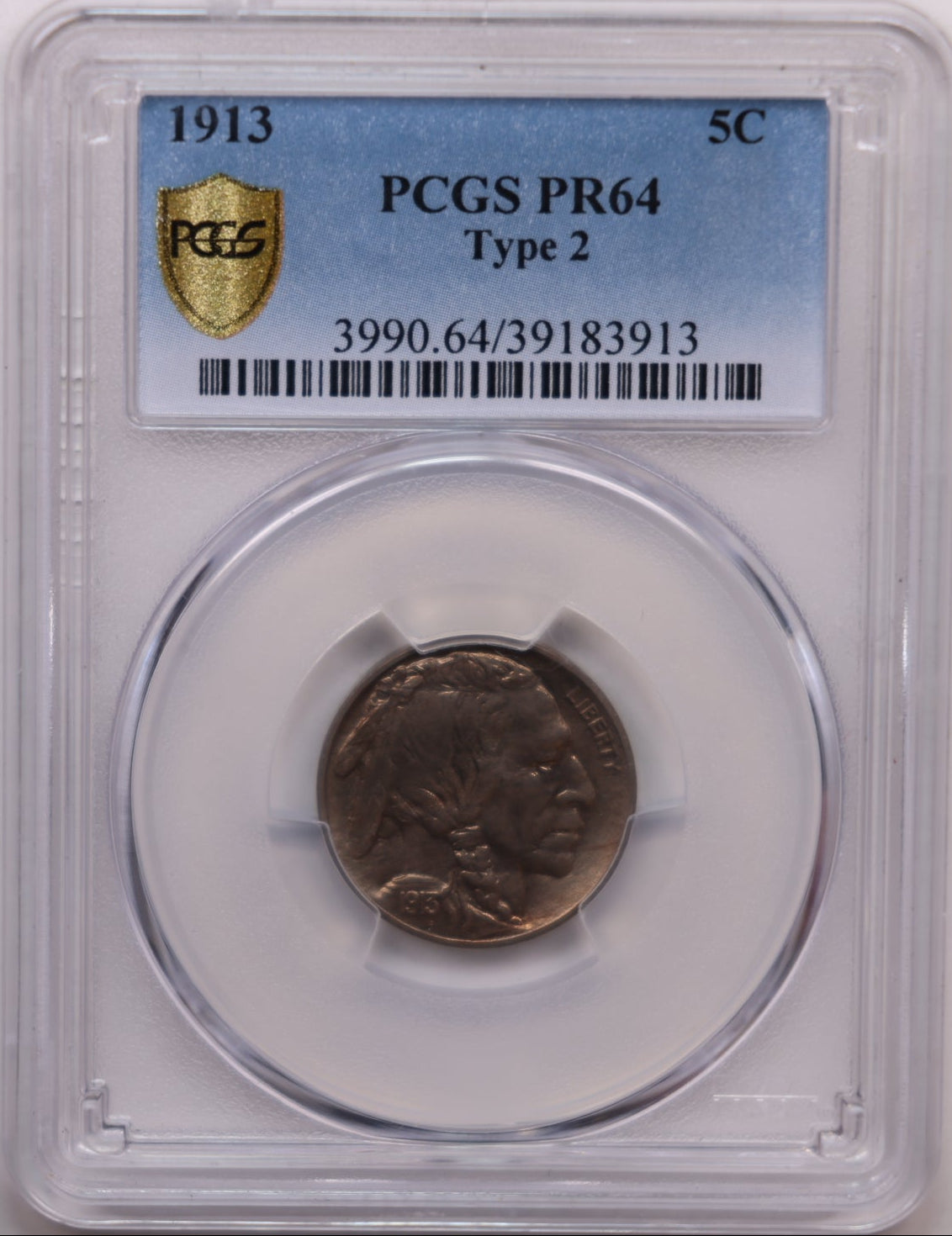 1913 Buffalo Nickel, Type-2, Proof Strike, PCGS PR-64, Store #NL851.