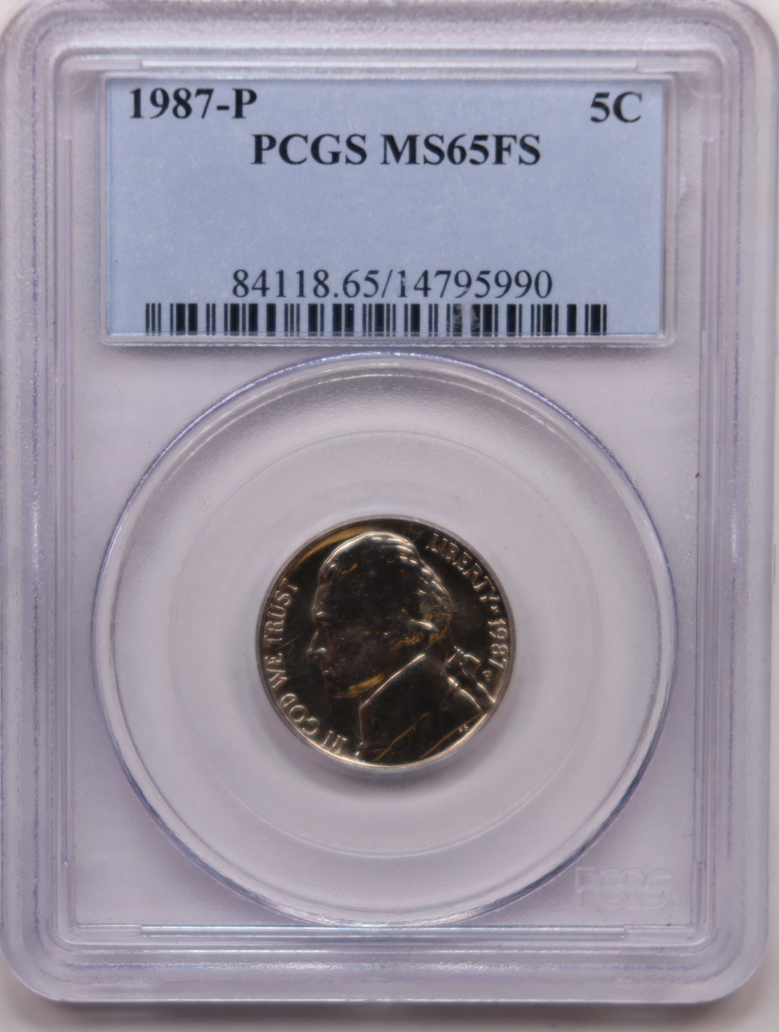 1987-P Jefferson Nickel, 'Full Steps', PCGS MS-65, Uncirculated, Store #NL857.