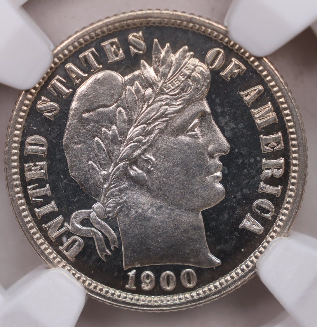 1900 Barber Silver Dime, 'Proof Strike', NGC Certified PF-67, Store #DE1007.