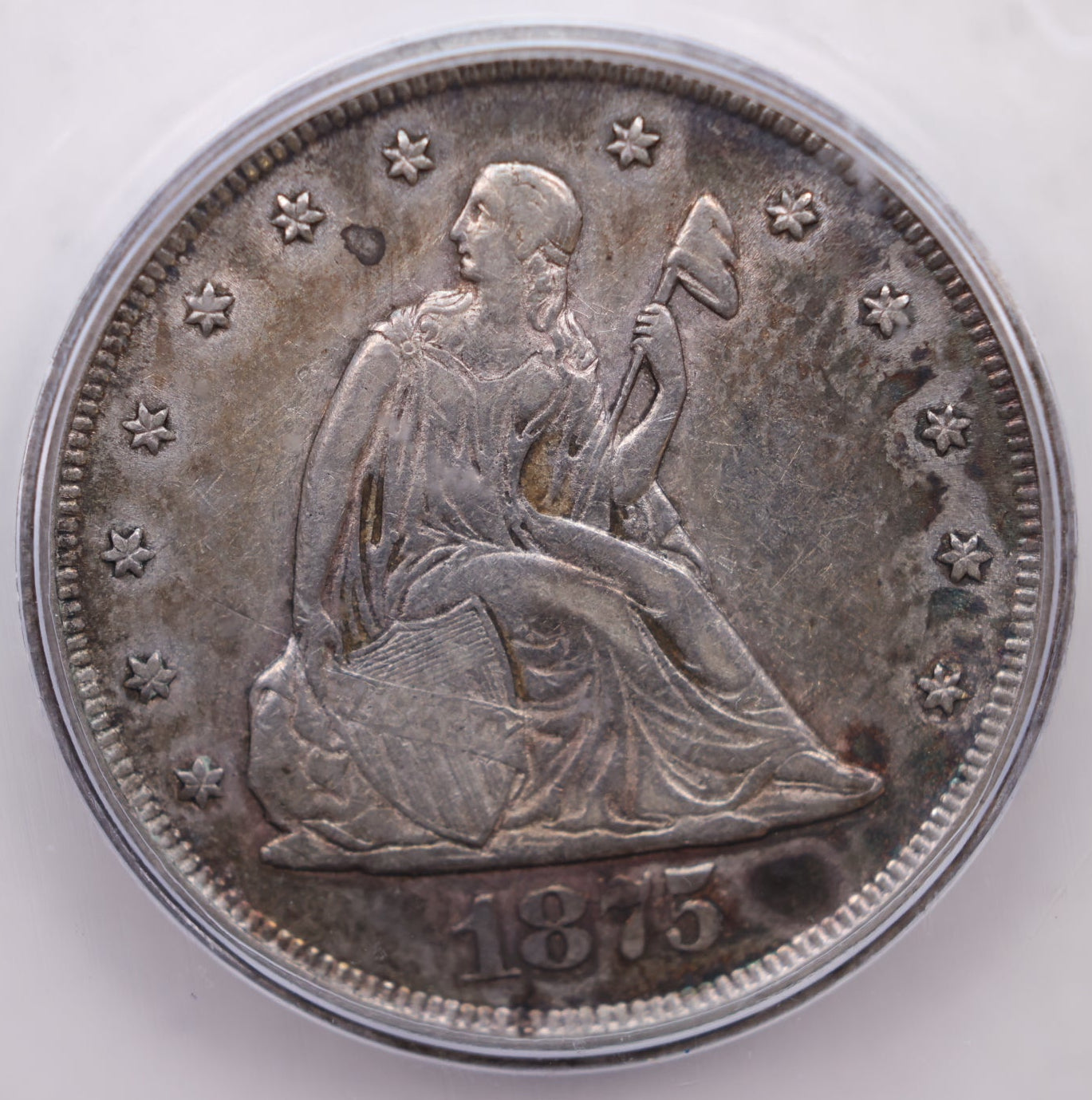 1875-CC Twenty Cent Piece, Certified ICG AU-55, Hard Date, Store #20C03.