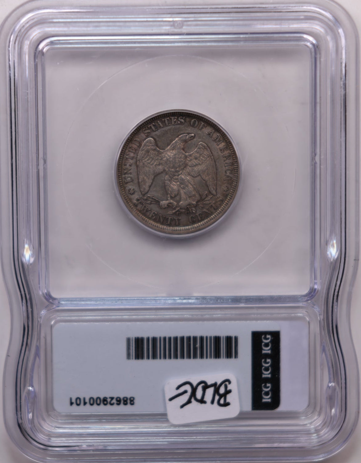 1875-CC Twenty Cent Piece, Certified ICG AU-55, Hard Date, Store #20C03.