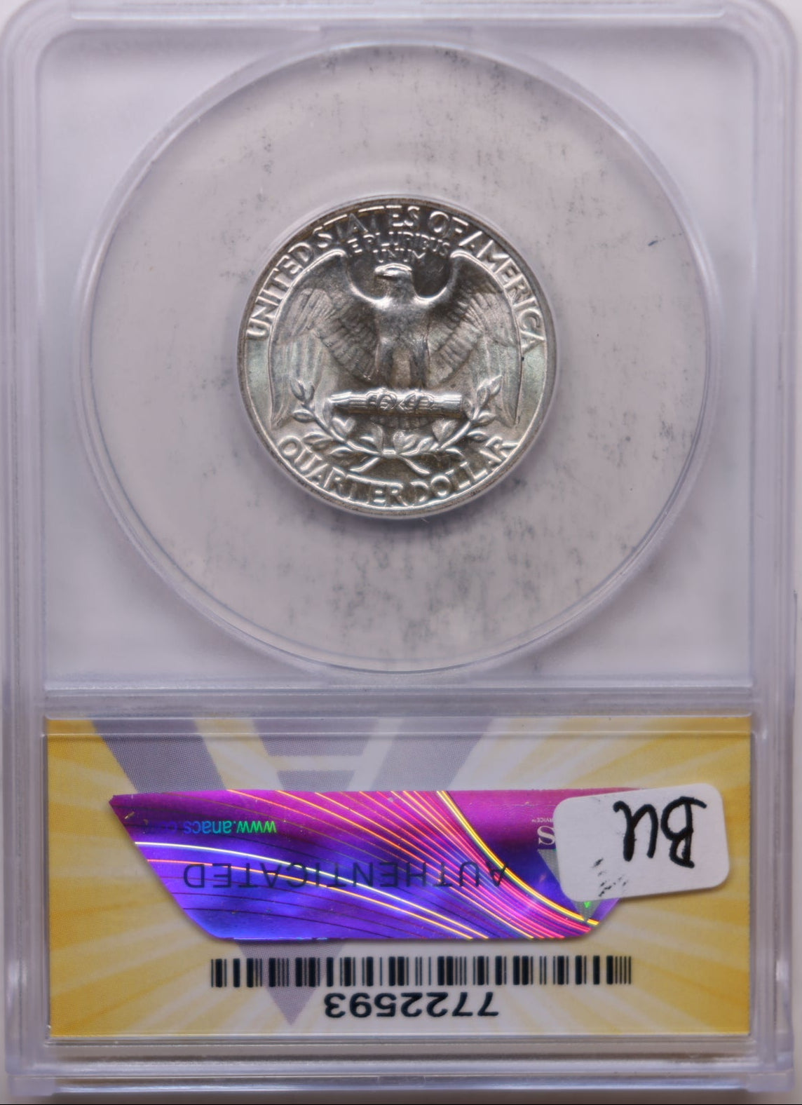1939 Washington Silver Quarter, ANACS AU-58, Uncirculated, Store #QR1972.