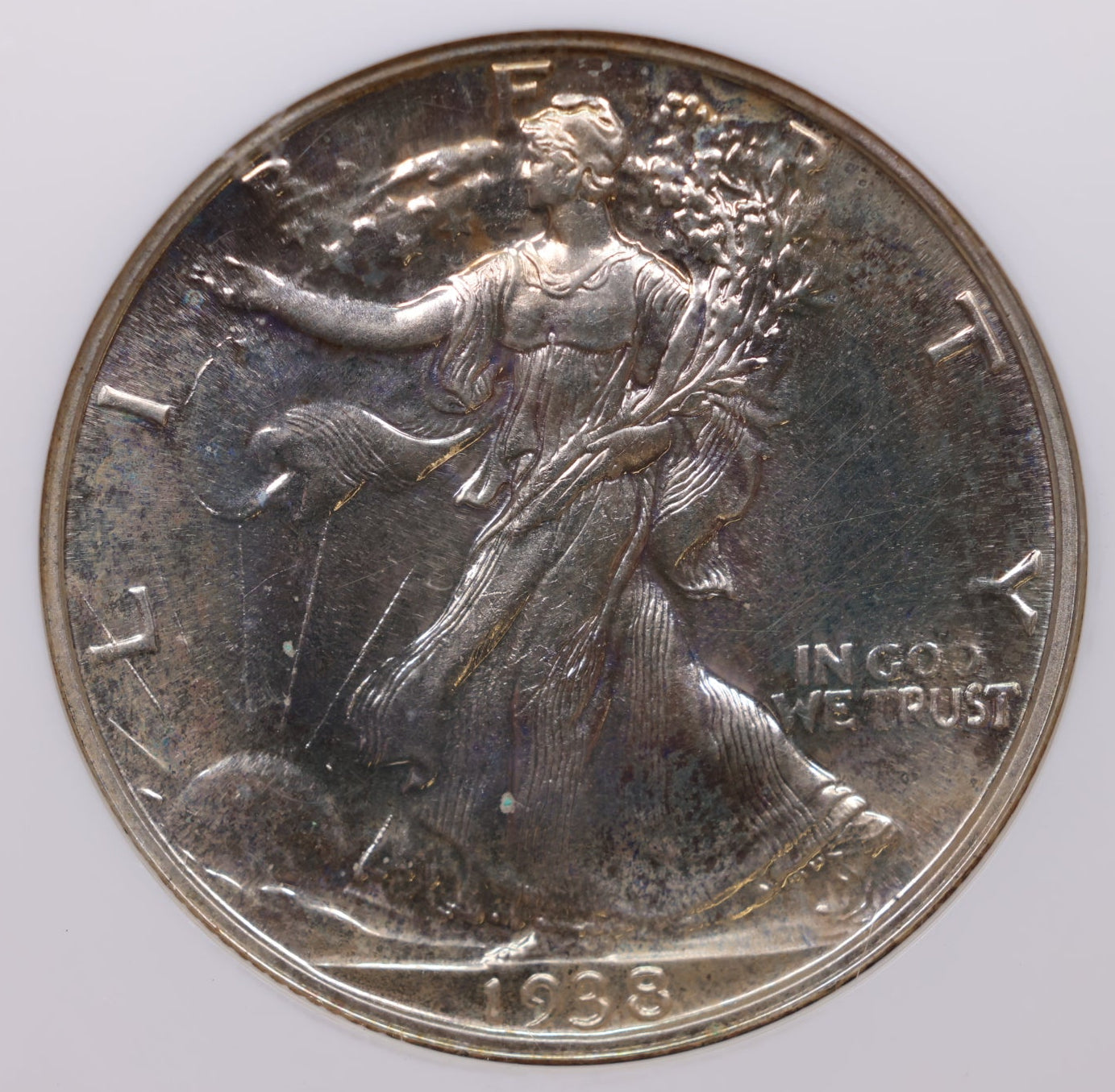 1938 Walking Liberty Silver Half Dollar, Proof Strike, NGC PF-64, Store #HR2058.