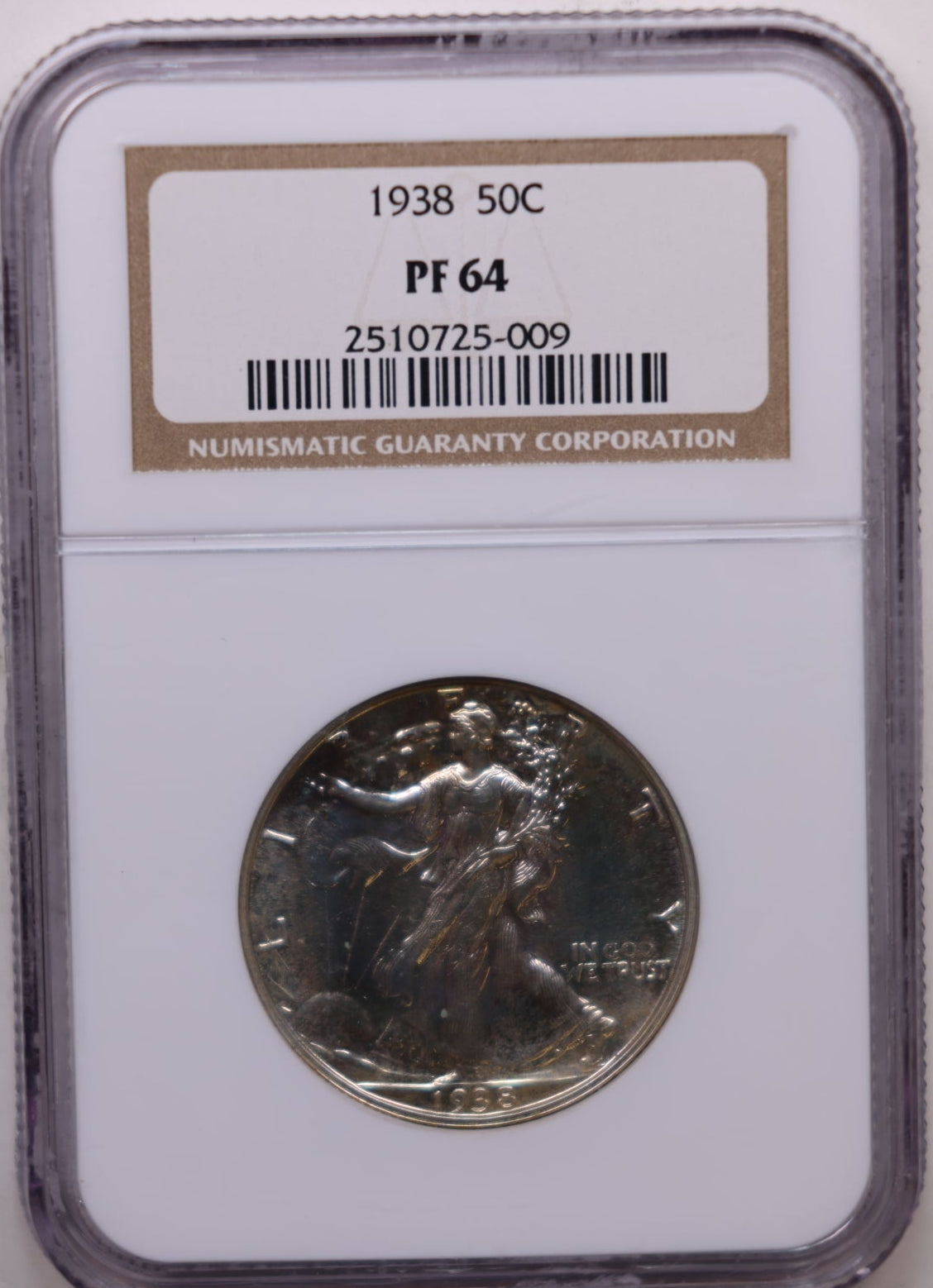 1938 Walking Liberty Silver Half Dollar, Proof Strike, NGC PF-64, Store #HR2058.