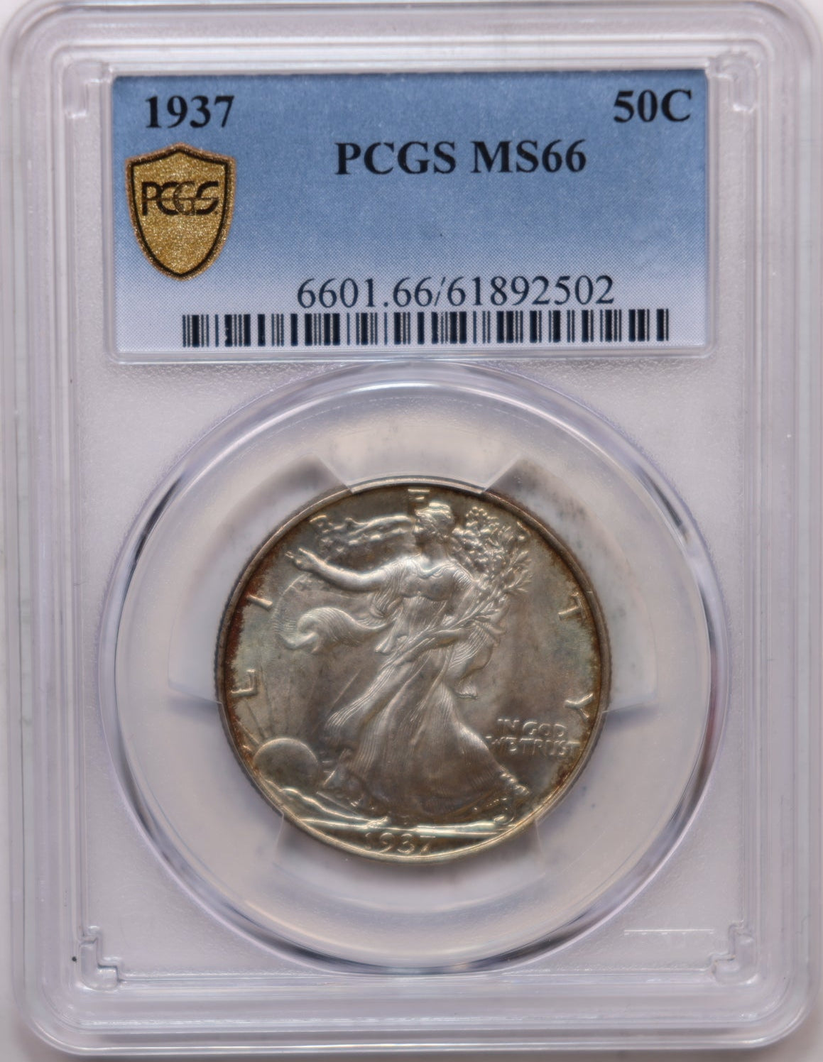1937 Walking Liberty Silver Half Dollar, PCGS MS-66, Store #HR2059.