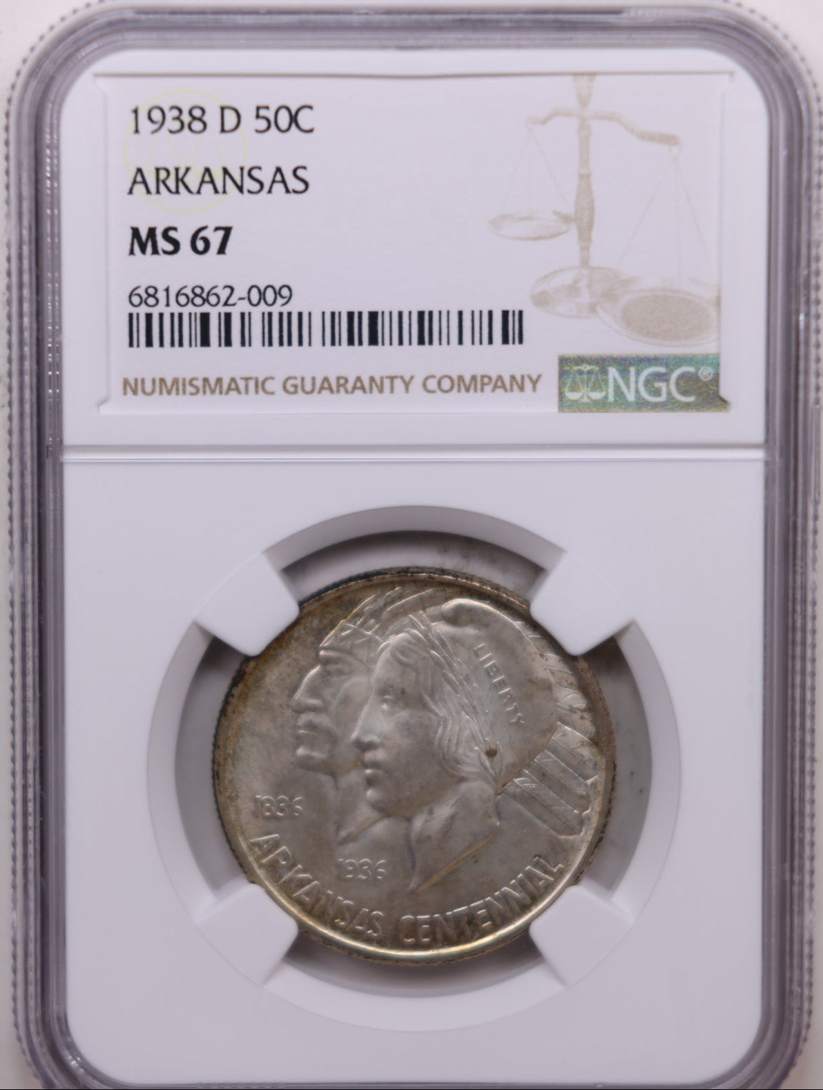 1938-D Arkansas Commemorative Coin, NGC MS-67, Store Sale #EC010