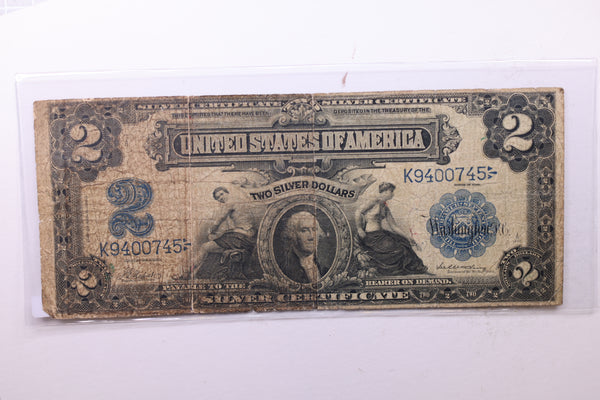 1899 $2 Silver Certificate., (Large)., Fine Circulated Note., Store #LSC017