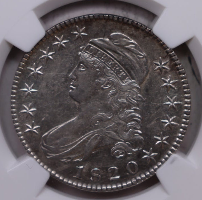1820 Cap Bust Silver Half Dollar, Nice Eye Appeal, NGC AU-55, Store #HR2060.