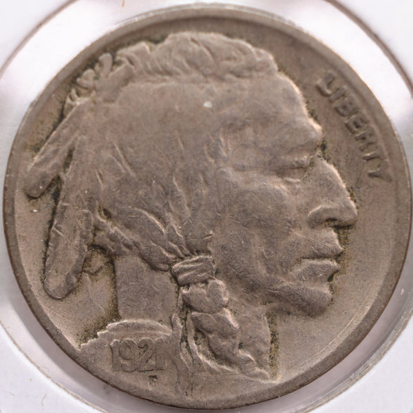 1921 Buffalo Nickel, Very Good+ Circulated Coin, Store #NL475