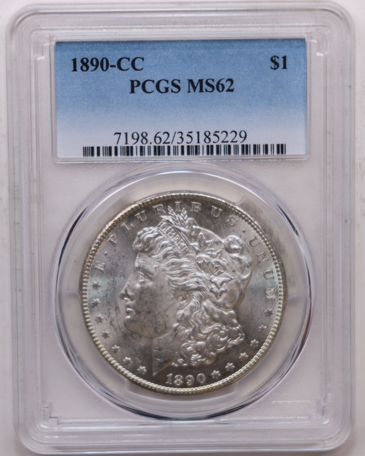1890-CC Morgan Silver Dollar, Uncirculated Coin, PCGS MS-62, Store #DR062.