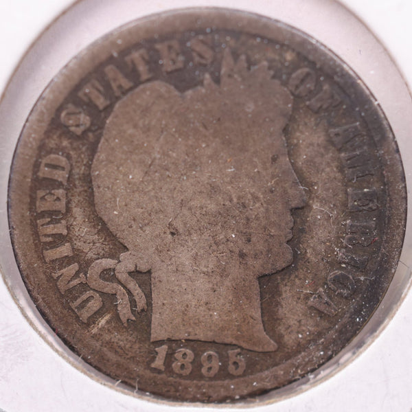 1895-S Barber Silver Dime, About Good Circulated Coin, Store #d895S08