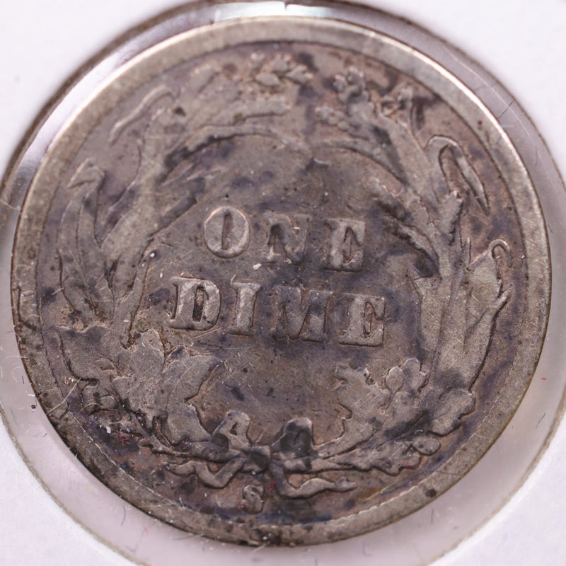 1895-S Barber Silver Dime, About Good Circulated Coin, Store