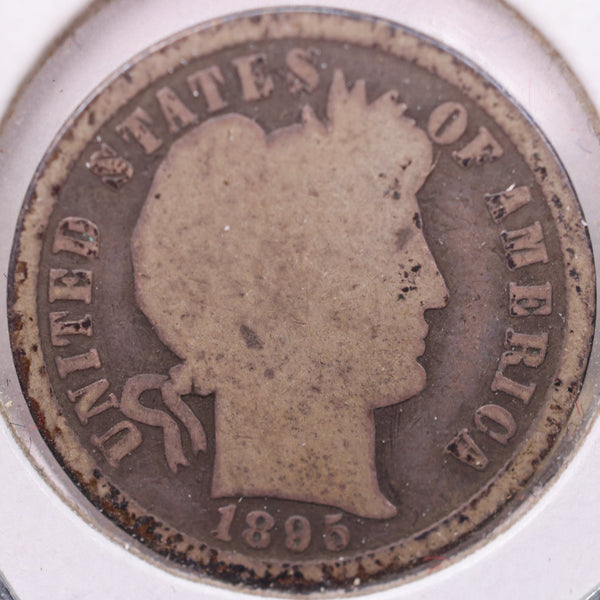 1895-S Barber Silver Dime, About Good Circulated Coin, Store #d895S06