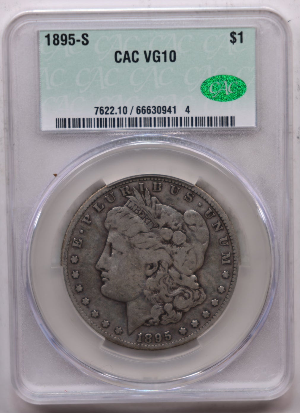 1895-S Morgan Silver Dollar, CAC Graded VG-10, Circulated, Store #DR064.