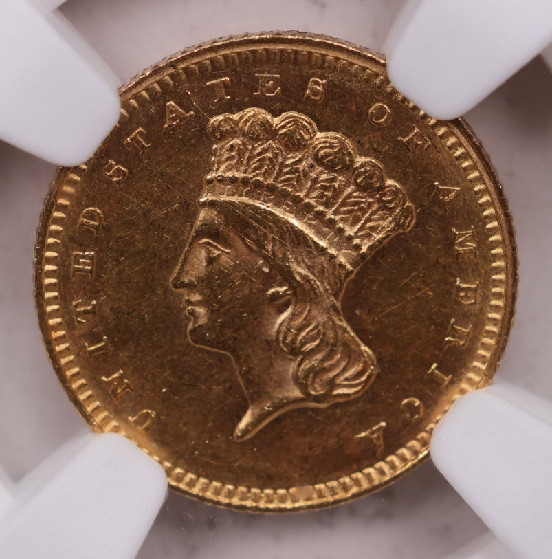 1864 Princess Gold One Dollar, NGC MS-61, Uncirculated, Store Sale #GGD004.