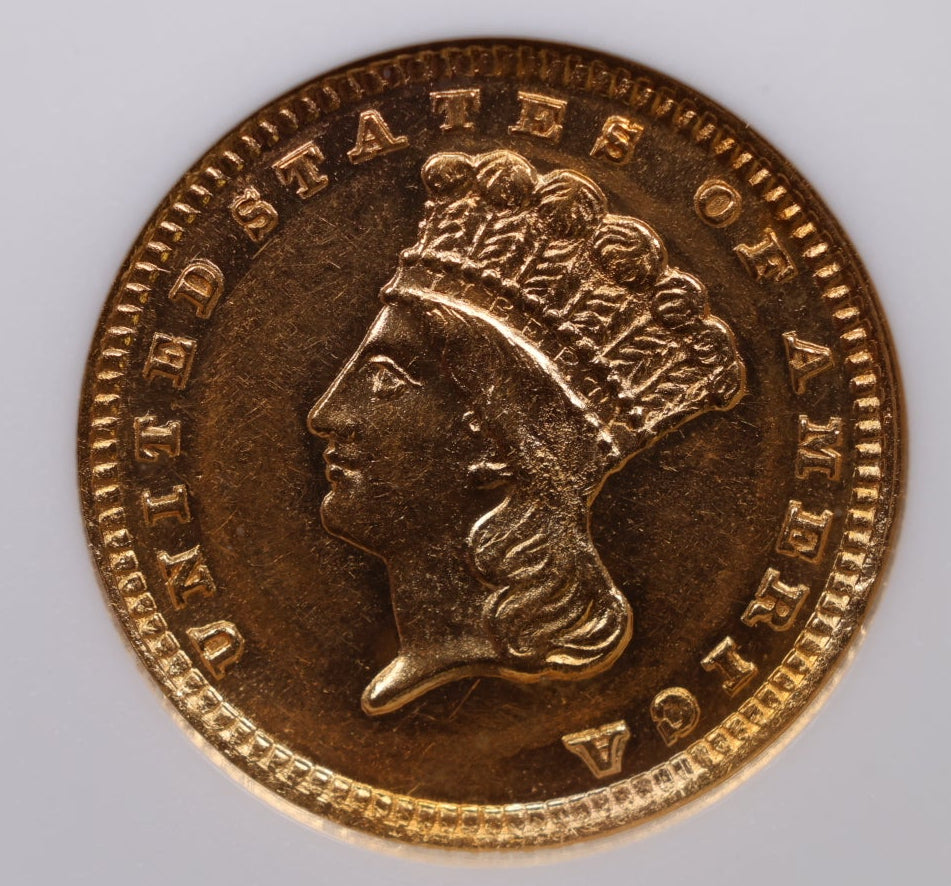 1882 $1, Princess Gold One Dollar, ANACS MS-62, Soap Box, Store Sale #GGD005.