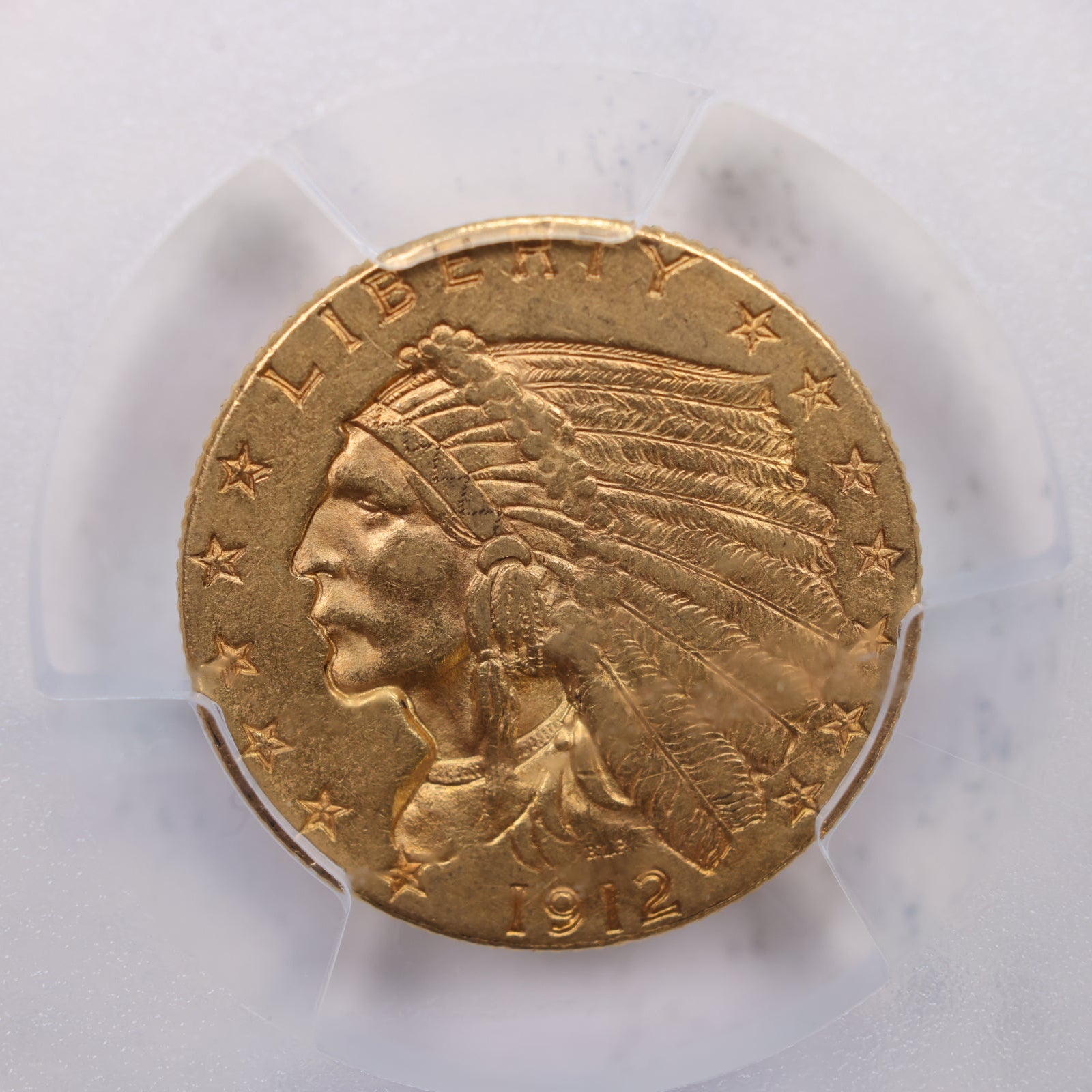 1912 $2.50 Gold Indian, Quarter Eagle, PCGS AU-55, STORE #G007.