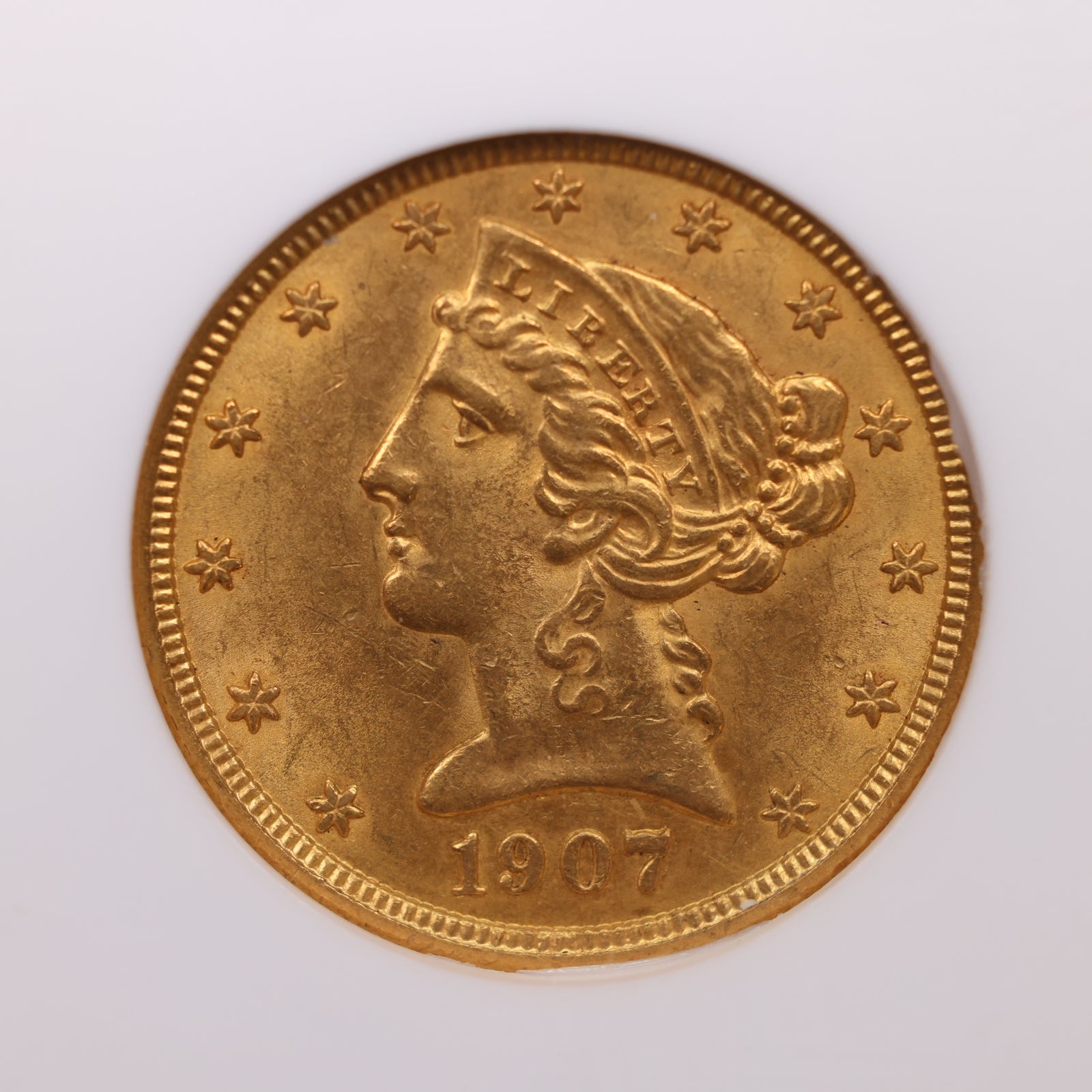 1907 $5 Gold Liberty Half Eagle, NGC MS-62, Uncirculated, Store Sale #G011.