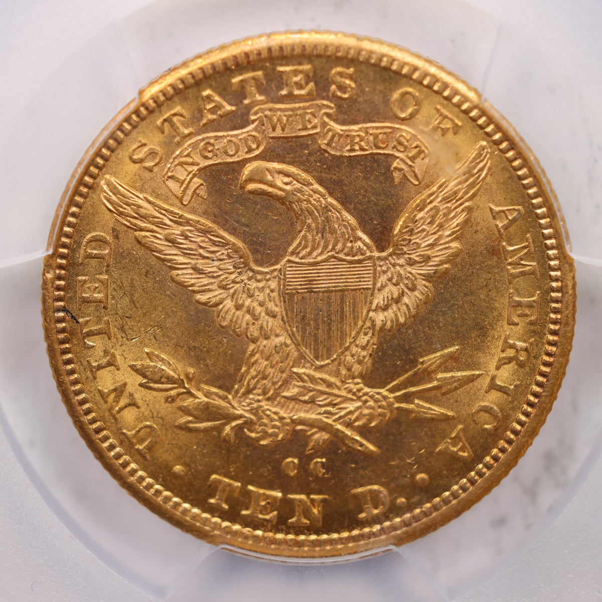 1891-CC $10 Gold Liberty, (Eagle), 'CC' over 'CC', PCGS MS61, Store #G012.