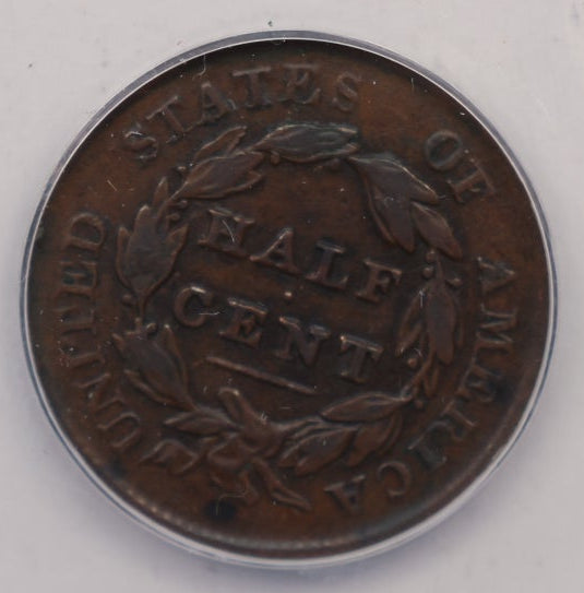 1829 Cap Bust Half Cent, ANACS VF-30 Circulated Coin, Store #HT0037.
