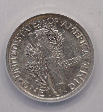 1918-D Mercury Silver Dime, ANACS AU-58 Details, Cleaned, Store #DE030.